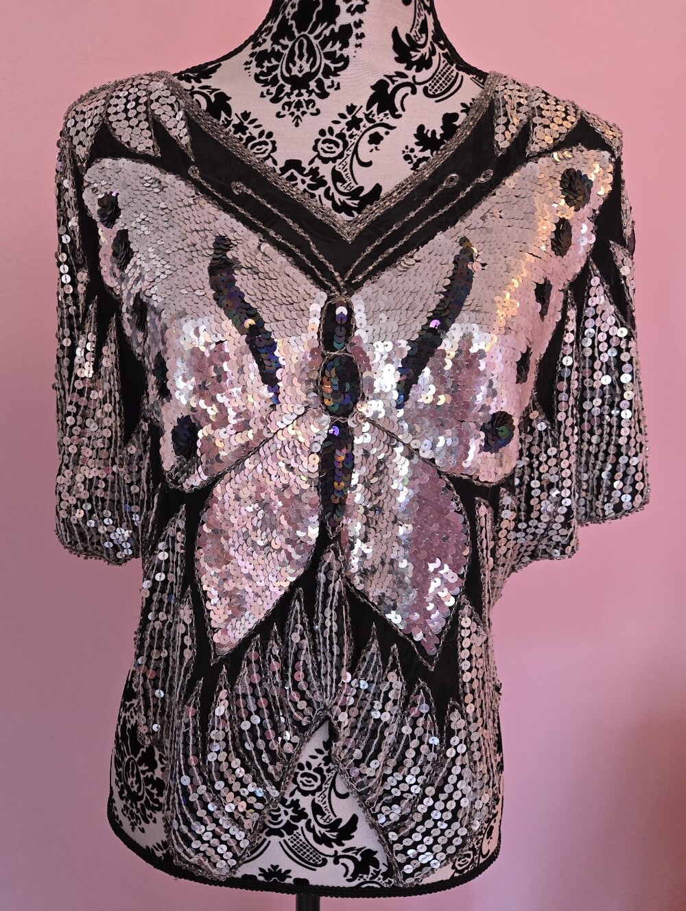Vintage Disco Sequin Butterfly Top